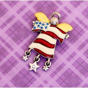 Vintage American Flag Angel Brooch by AJMC - V13